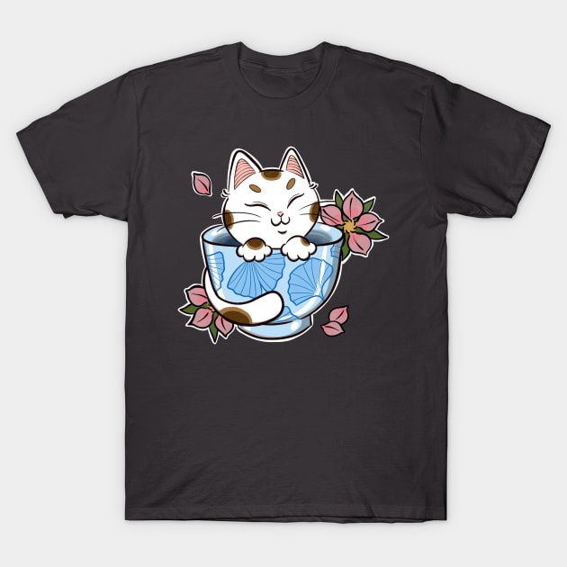 japanese tea cat tattoo T-Shirt by creativeballoon